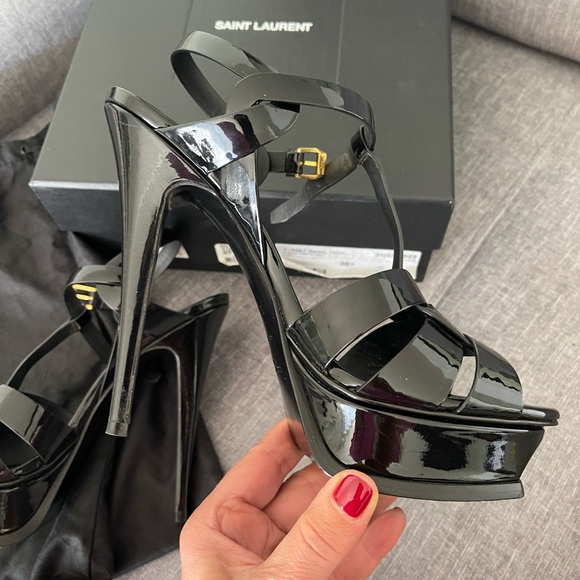 Saint Laurent
Tribute Patent Platform Sandals YSL Heels leather size 8 ysl shoes - Picture 10 of 15